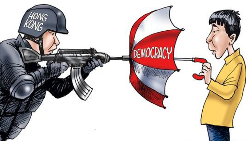 Hong Kong Umbrella Revolution - Cartoon by Gary Varvel
